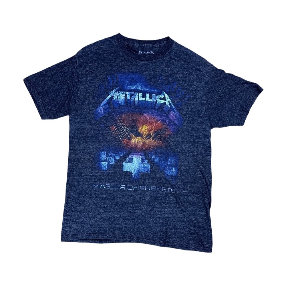 Metallica T-Shirt Mens Large Gray Master of Puppets Graphic Band Tee Excellent